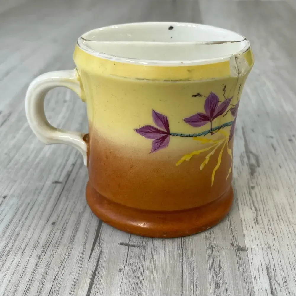 Vintage Yellow Orange Floral Bouquet Shaving Mug Cup Decor